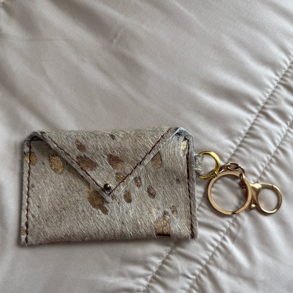 Cowhide keychain card holder